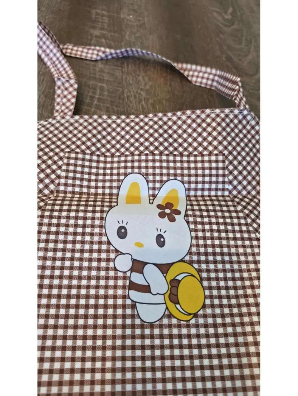 Cute Anime My Melody Gingham Apron - Khaki
